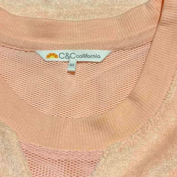C&C California Peachy Orange Terrycloth Long Sleeve Pullover sz M - Picture 4 of 6